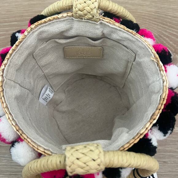 NWT $155 BTB LA Liv Round Raffia Straw Bucket Bag - Picture 7 of 8